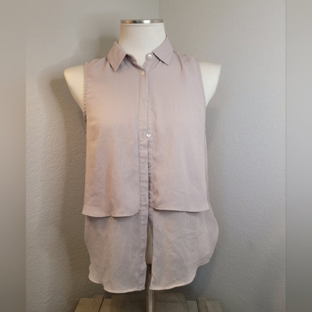 Forever 21 Taupe Nude Button Tank Top